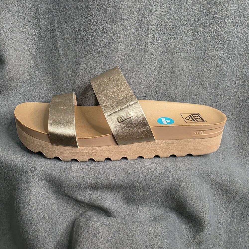 Reef Cushion Vista Hi Sandals Slides Metallic Platform Cruise Vacation Comfort - Picture 5 of 10